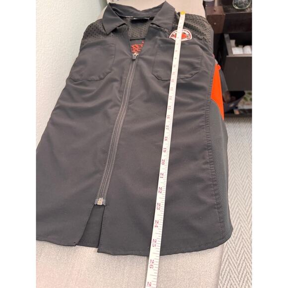 Black & Orange  Harley Davidson Patch Zipper Perforated Collared Zip Up Shirt L - Picture 9 of 9
